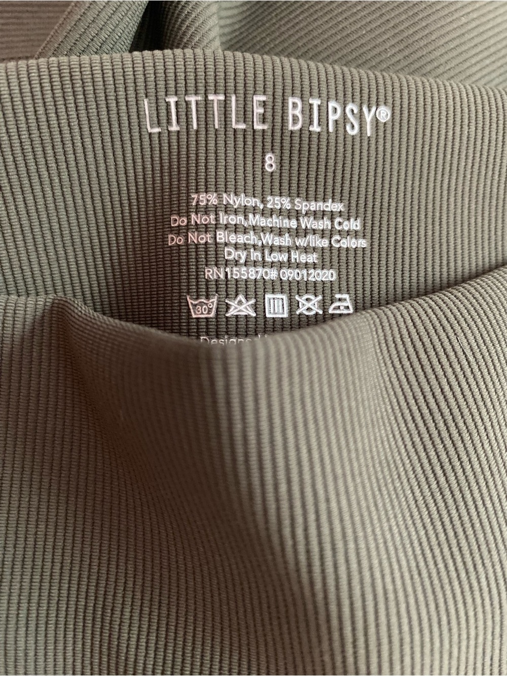 Little Bipsy Olive Ribbed Kids Leggings NWT Size 8 - Picture 4 of 5